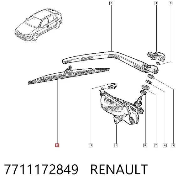 Pióro wycieraczki szyby tylnej 7711172849 Renault (RVI)