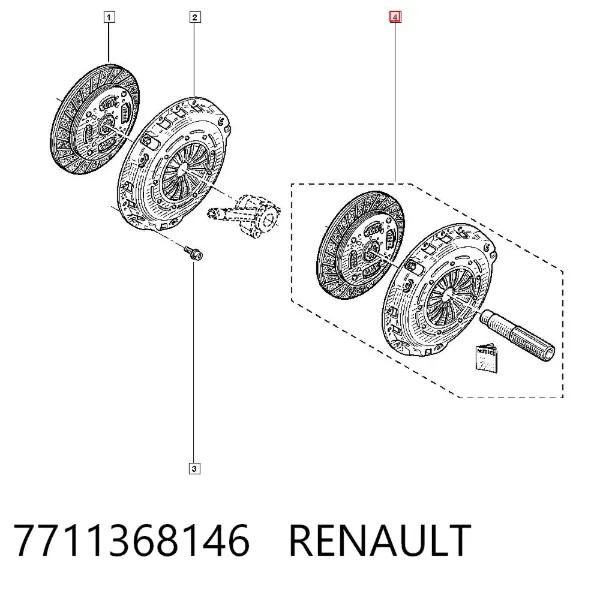 Zestaw sprzęgła (3 części) 7711368146 Renault (RVI)