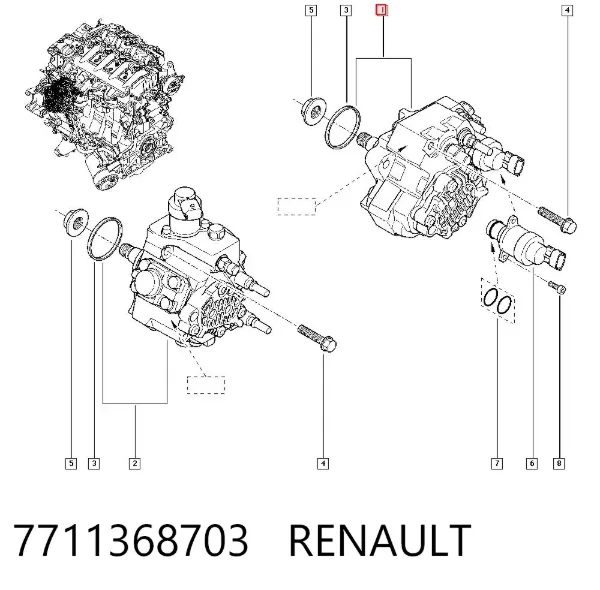 Pompa wtryskowa wysokiego ciśnienia 7711368703 Renault (RVI)