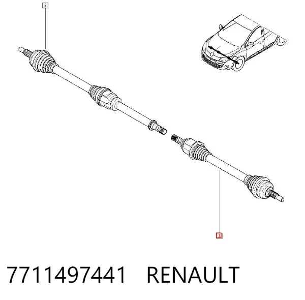 Półoś napędowa przednia lewa 7711497441 Renault (RVI)