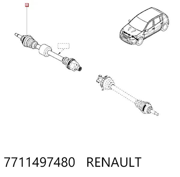 Półoś napędowa przednia prawa 7711497480 Renault (RVI)