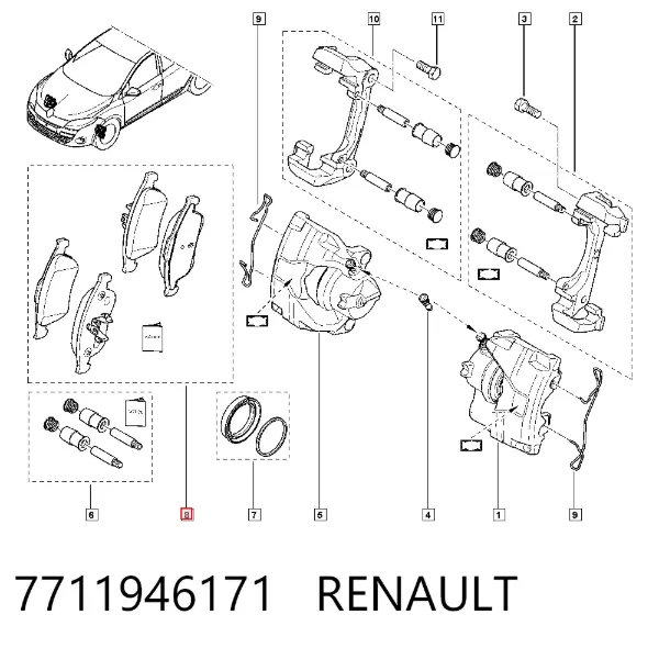Klocki hamulcowe przednie tarczowe 7711946171 Renault (RVI)