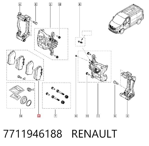 Klocki hamulcowe przednie tarczowe 7711946188 Renault (RVI)
