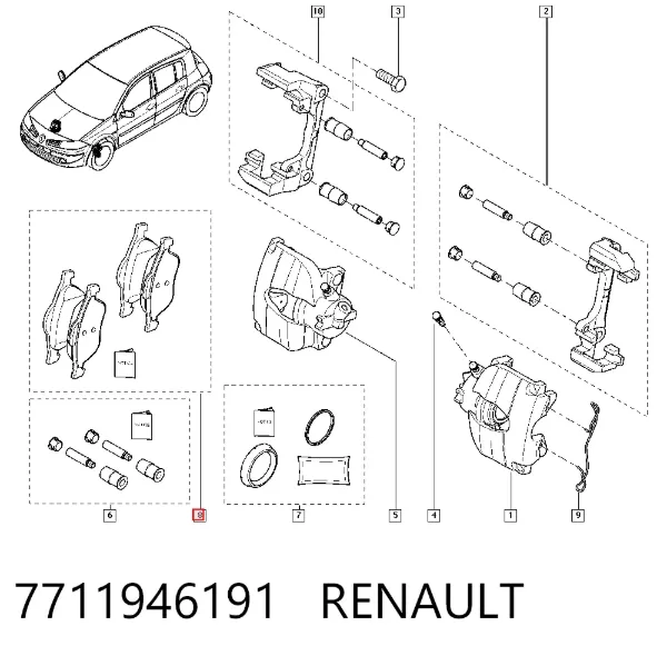 Klocki hamulcowe przednie tarczowe 7711946191 Renault (RVI)