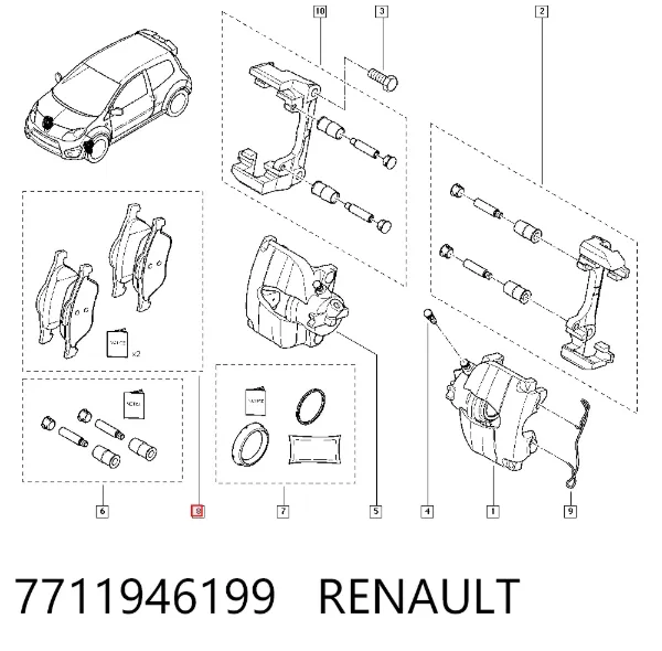 Klocki hamulcowe przednie tarczowe 7711946199 Renault (RVI)