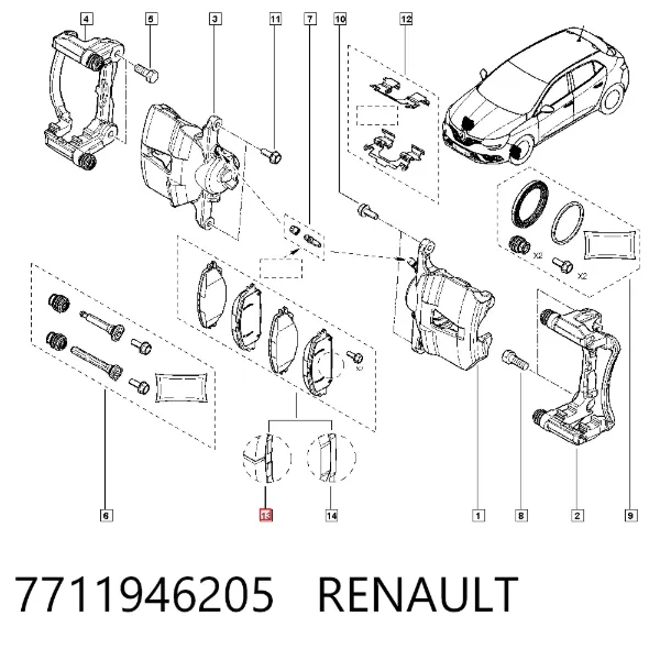 Klocki hamulcowe przednie tarczowe 7711946205 Renault (RVI)