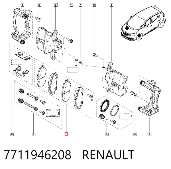 Klocki hamulcowe przednie tarczowe 7711946208 Renault (RVI)