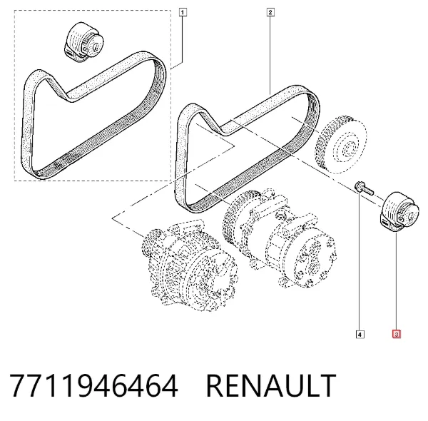 Pasek napędowy mechanizmów, zestaw 7711946464 Renault (RVI)