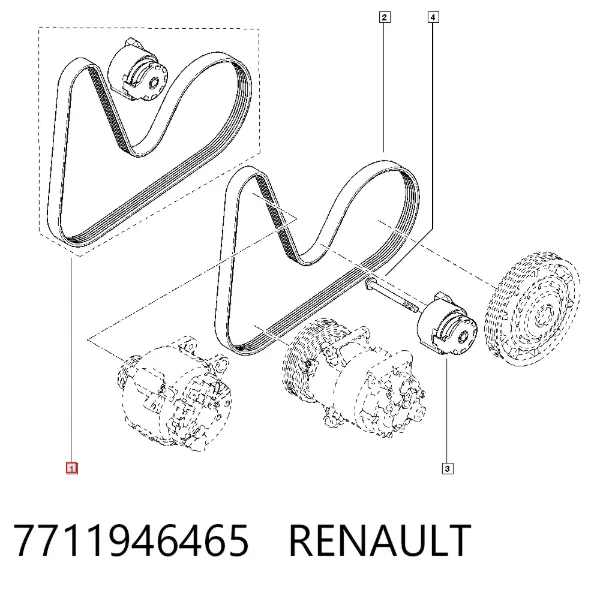 Pasek napędowy mechanizmów, zestaw 7711946465 Renault (RVI)