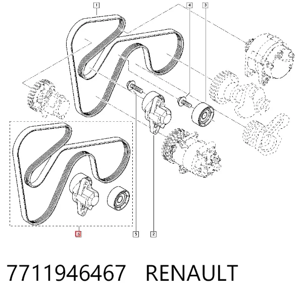Pasek napędowy mechanizmów, zestaw 7711946467 Renault (RVI)
