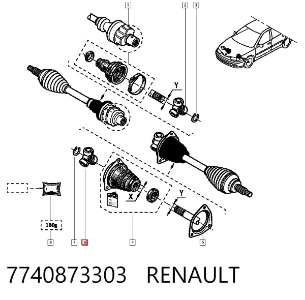 Przegub homokinetyczny wewnętrzny trójramienny 7740873303 Renault (RVI)