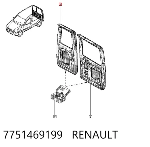 Drzwi furgonu skrzydłowe tylne prawe 7751469199 Renault (RVI)