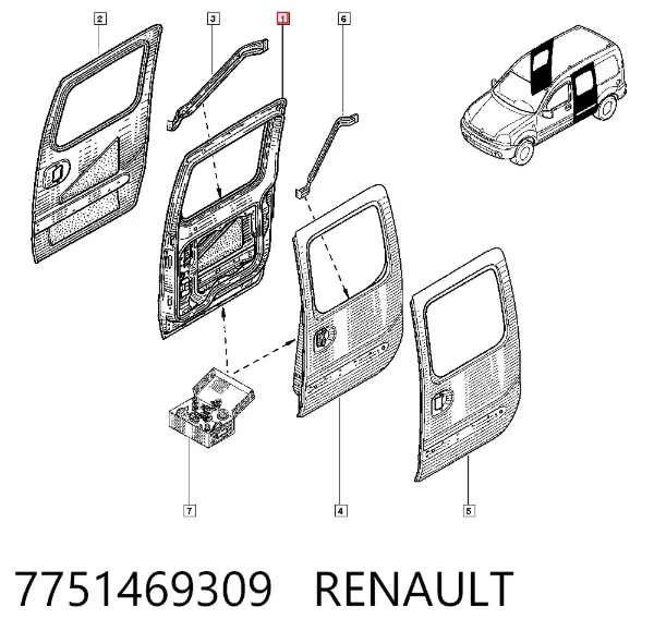 Drzwi boczne (przesuwne) prawe 7751469309 Renault (RVI)