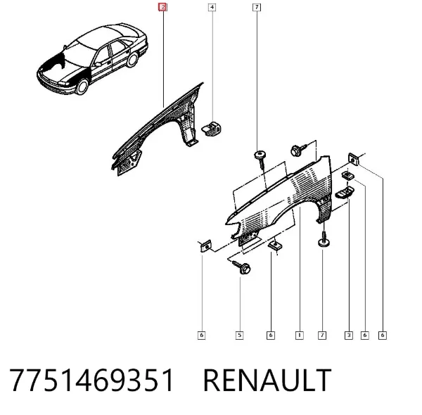 Błotnik przedni prawy Renault Safrane I