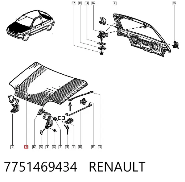 Maska silnika Renault Clio I