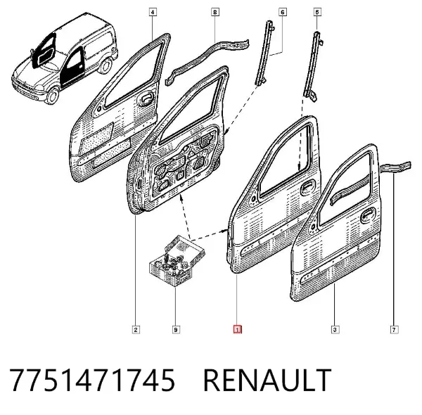 Drzwi przednie lewe Renault Kangoo I