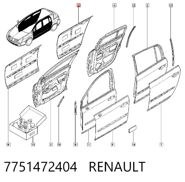 Drzwi tylne prawe Renault Vel Satis BJ0