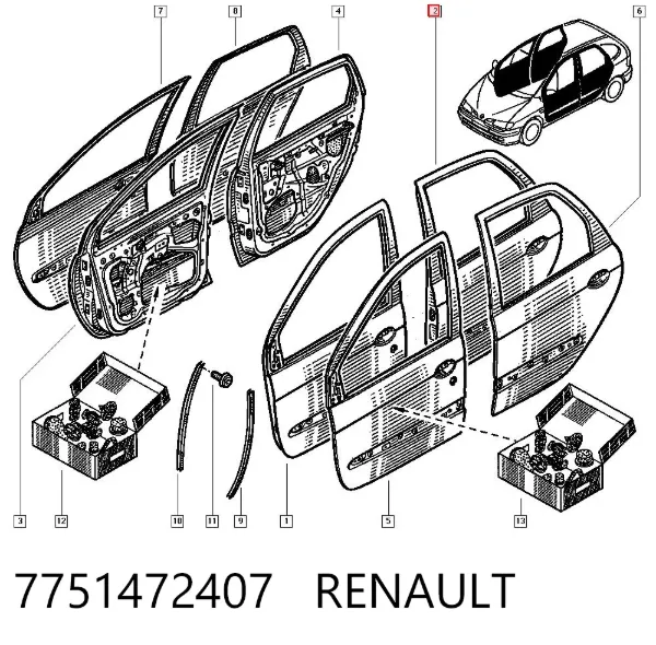Drzwi tylne lewe 7751472407 Renault (RVI)