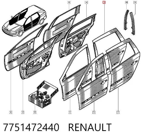 Drzwi tylne lewe Renault Laguna II