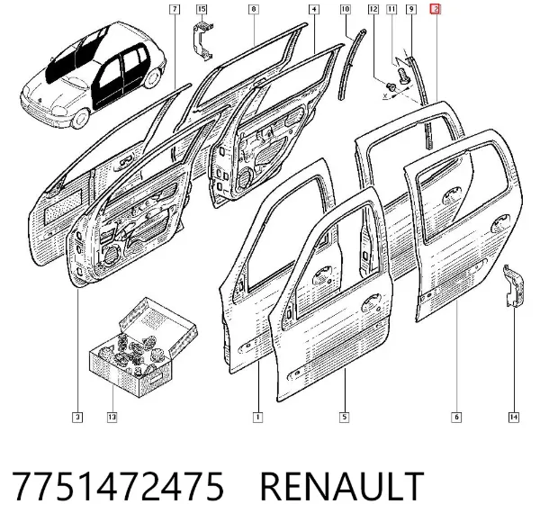 Drzwi tylne lewe Renault Clio II