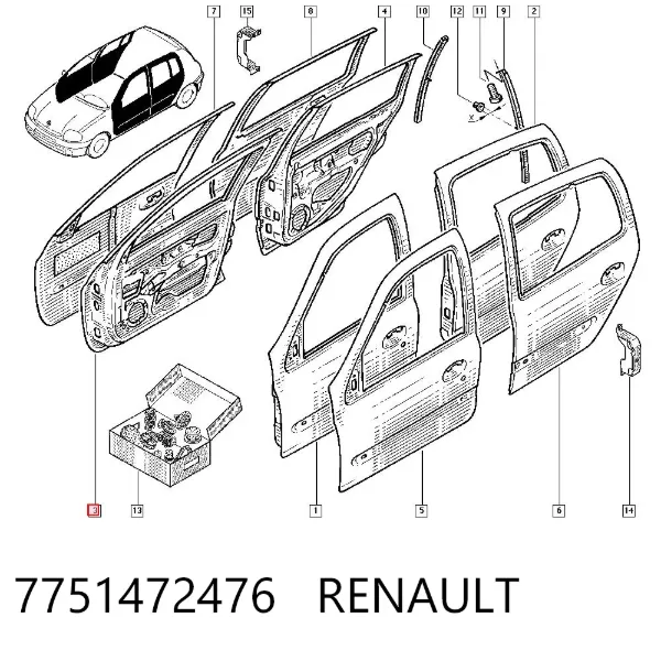 Drzwi przednie prawe Renault Clio II