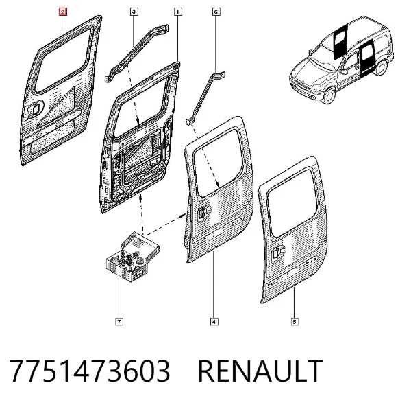 Drzwi boczne (przesuwne) prawe 7751473603 Renault (RVI)