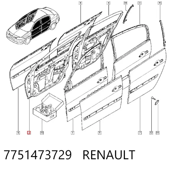 Drzwi przednie prawe Renault Megane II
