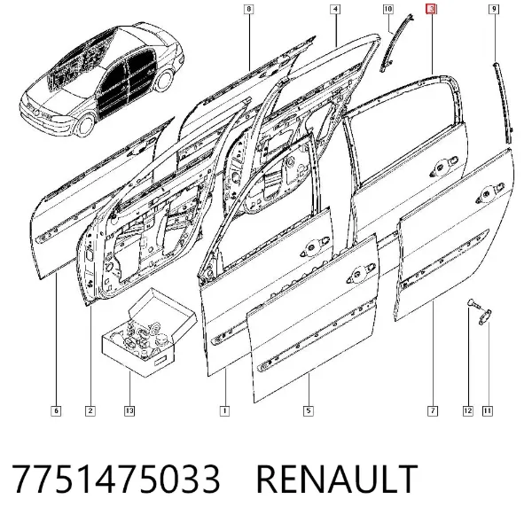 Drzwi tylne lewe Renault Megane II