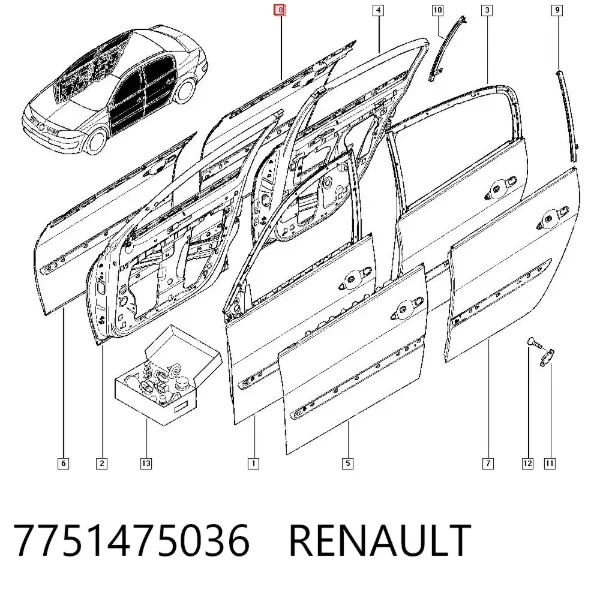 Drzwi tylne prawe 7751475036 Renault (RVI)