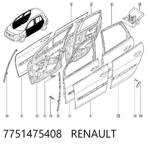 Drzwi tylne lewe 7751475408 Renault (RVI)