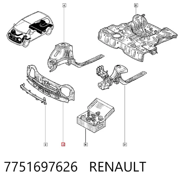 Osłona chłodnicy kompletna (panel mocowania reflektorów) 7751697626 Renault (RVI)