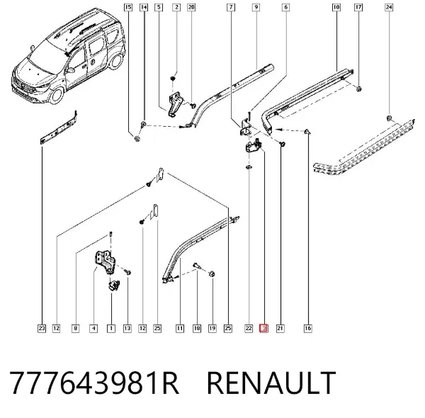 Rolka drzwi bocznych (przesuwnych) prawa środkowa 777643981R Renault (RVI)