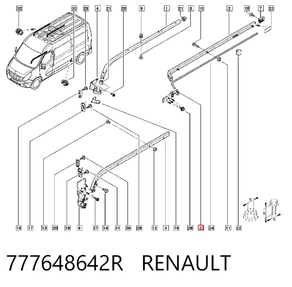Rolka drzwi bocznych (przesuwnych) prawa środkowa 777648642R Renault (RVI)
