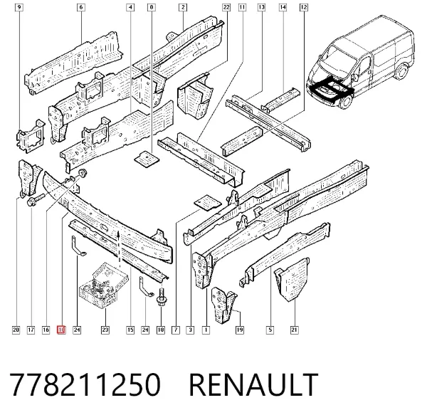 Wzmocnienie zderzaka przedniego 778211250 Renault (RVI)