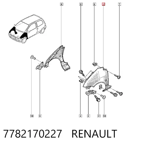 Błotnik przedni lewy Renault Twingo I