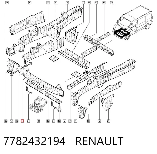 Wzmocnienie zderzaka przedniego 7782432194 Renault (RVI)
