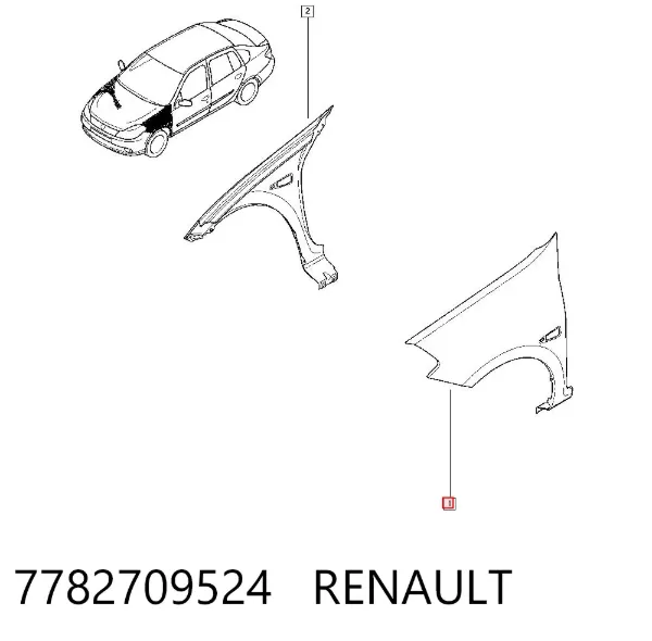 Błotnik przedni lewy 7782709524 Renault (RVI)