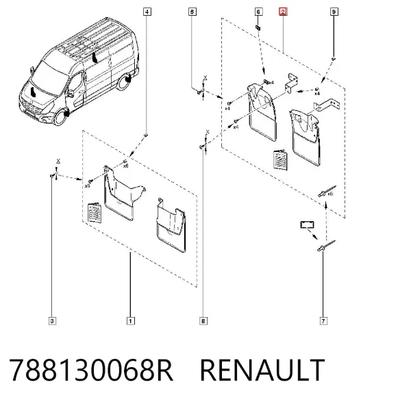 Chlapacze tylne, komplet 788130068R Renault (RVI)