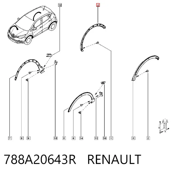 Poszerzenie (nakładka) reperaturki tylnego błotnika prawy 788A20643R Renault (RVI)