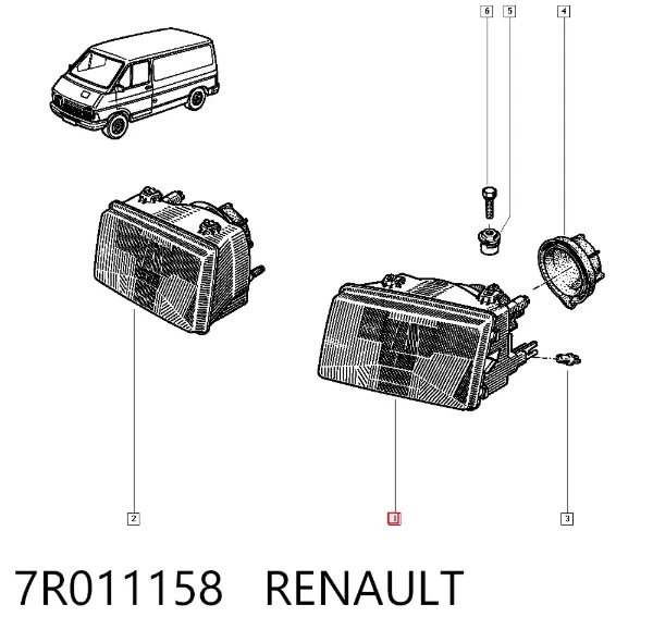 Reflektor lewy 7R011158 Renault (RVI)