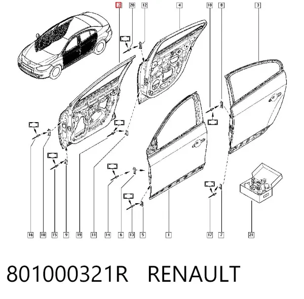 Drzwi przednie prawe Renault Fluence L3