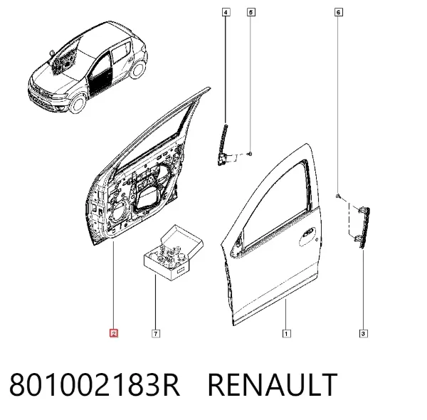 Drzwi przednie prawe 801002183R Renault (RVI)