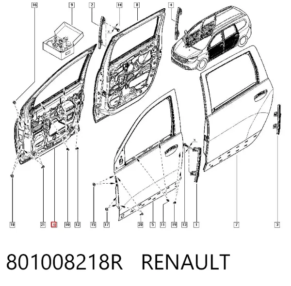 Drzwi przednie prawe 801008218R Renault (RVI)