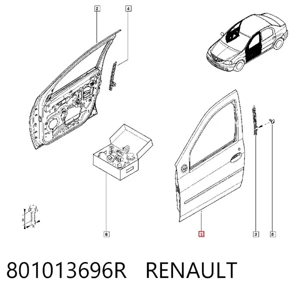 Drzwi przednie lewe 801013696R Renault (RVI)