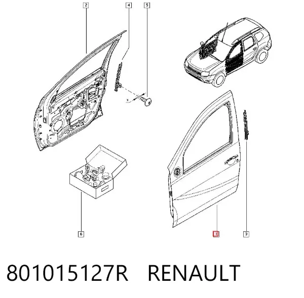 Drzwi przednie lewe 801015127R Renault (RVI)