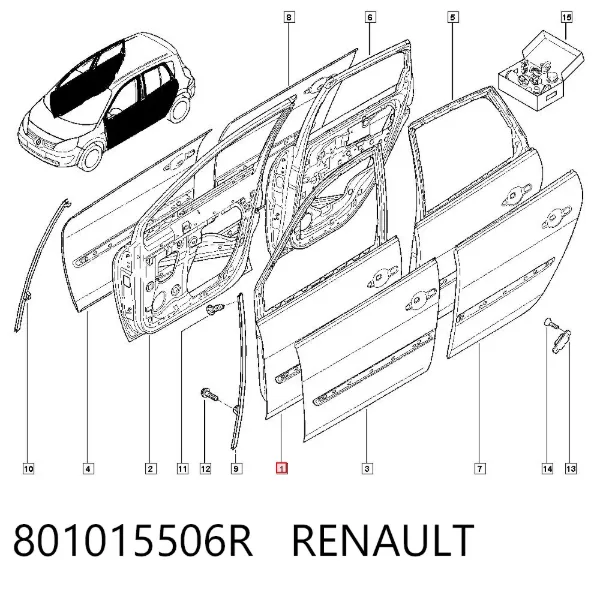 Drzwi przednie lewe 801015506R Renault (RVI)