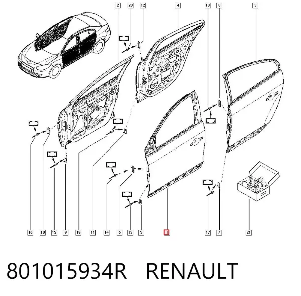 Drzwi przednie lewe Renault Fluence L3