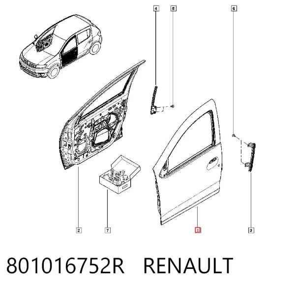 Drzwi przednie lewe 801016752R Renault (RVI)