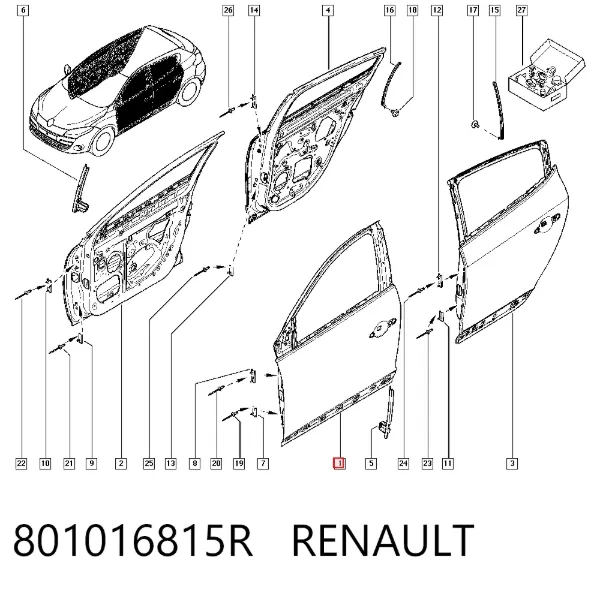 Drzwi przednie lewe 801016815R Renault (RVI)