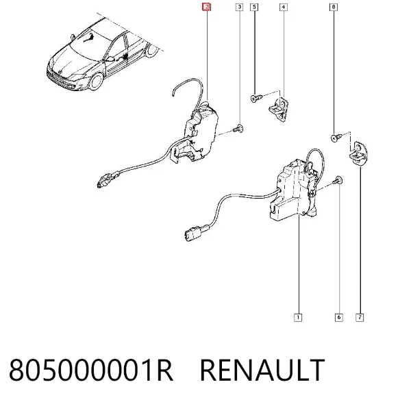 Zamek drzwi przednich prawych 805000001R Renault (RVI)